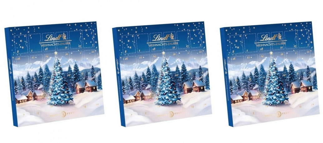 Lindt Mini-Tisch-Kalender Weihnachtszauber 115g х 3stk, Линдт Адвент-каленадрь 2025, 24 сладких сюрприза, 19см х 19см, 115 г x 3 шт