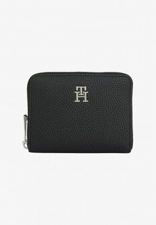 Tommy Hilfiger MEDIUM PEBBLE GRAIN MONOGRAM  Wallet black СРЕДНЯЯ ГАЛКА МОНОГРАММА Бумажник черный