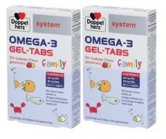 Doppelherz system OMEGA-3 Gel-Tabs family Erdbeer-Citrus, 60st x 2 packs, Омега-3 из морской рыбы + витамин D, жевательные мармеладки со вкусом клубники и цитрусовых для детей от 4-х лет и взрослых, 60 шт x 2 упаковки