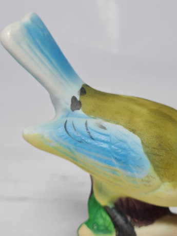 Фигурка декоративная винтажная фарфоровая "Птица на ветке", 9,5 x 7 см, Тайвань, 1960-70гг.