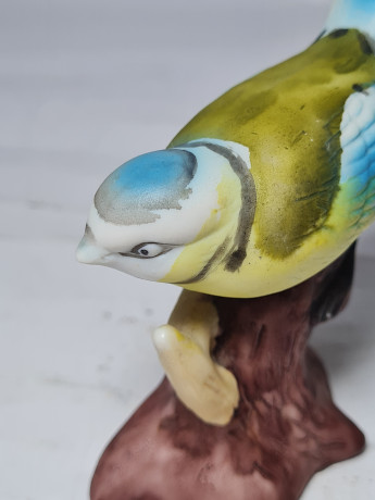 Фигурка декоративная винтажная фарфоровая "Птица на ветке", 9,5 x 7 см, Тайвань, 1960-70гг.