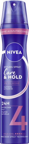 NIVEA Care & Hold Haarspray, 250 ml, Нивеа Лак для волос, пантенол и витамин B3, до 24ч фиксация, восстановление, 250 мл