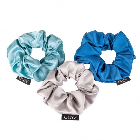 GLOV Scrunchies Satin Blue Сатиновые синие резинки для волос