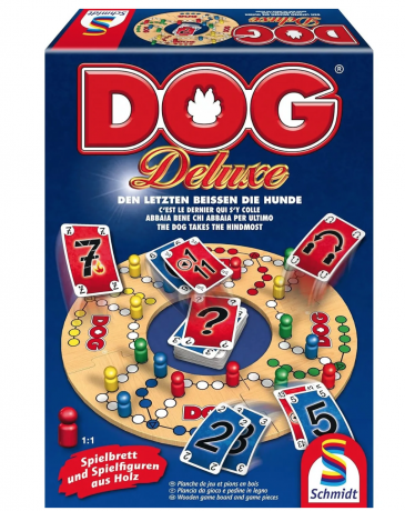 Schmidt Spiele 49274 Dog Deluxe, Настольная игра Дог (Германия) 49274 Dog, подарочное издание с деревянным полем, от 2 до 6 игроков, от 8 лет