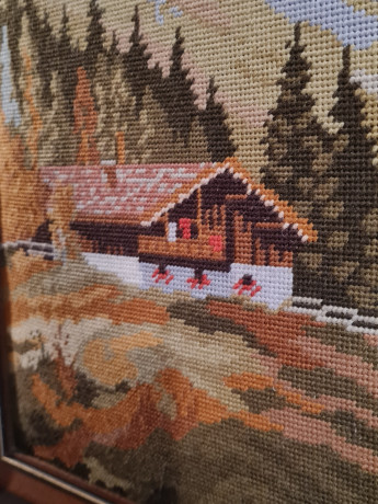 Картина винтажная с изображением пейзажа Шварцвальда, гобелен, 99 x 54,5 см, Германия, 1960-70гг.