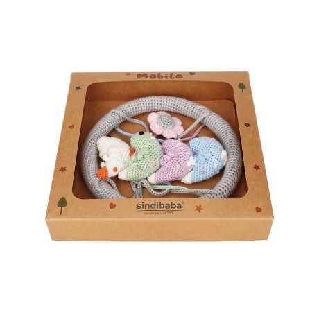 SindiBaba® Baby-Mobile gehakelt mit Rasseln Детский мобиль связанный крючком с погремушками