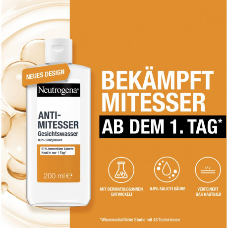 Neutrogena Anti-Mitesser Gesichtswasser, 200 ml, Neutrogena Anti-Mitesser Очищающий тоник с салициловой кислотой против чёрных точек, 200 мл