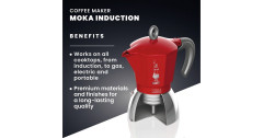 Bialetti Bialetti Moka Induction, Espressomaschine rot/silber, 4 Tassen  rot, silber Bialetti Moka Induction, эспрессо-машина красный/серебристый, 4 чашки