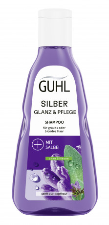 Guhl Silber Glanz & Pflege Shampoo, 250 ml, Guhl шампунь для седых и светлых волос против желтизны с экстрактом шалфея и растительным протеином, 250 мл