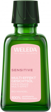 WELEDA Sensitiv Multi-Effekt Gesichtsoel Mandel, 50 ml, Миндальное масло Sensitiv для интенсивного ухода за лицом и снятия макияжа с глаз, без отдушки, 50 мл