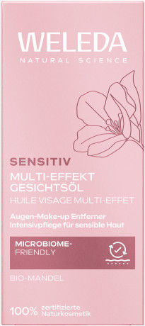 WELEDA Sensitiv Multi-Effekt Gesichtsoel Mandel, 50 ml, Миндальное масло Sensitiv для интенсивного ухода за лицом и снятия макияжа с глаз, без отдушки, 50 мл