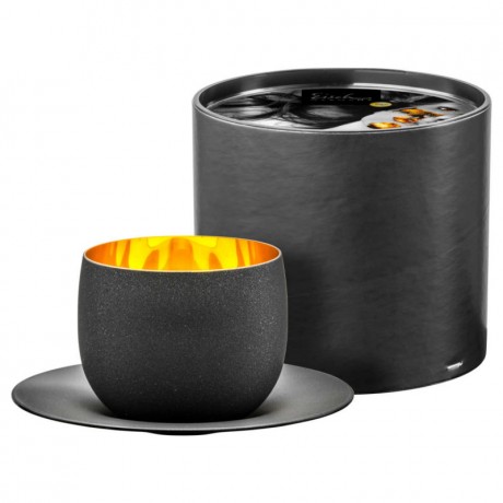 Eisch Eisch cosmo schwarz gold Cappuccinoobertasse mit Untertasse Glas d: 14,5 cm / h: 7,5 cm / 300 ml Eisch космо чашка для капучино из черного золота со стаканом-блюдцем д: 14,5 см / высота: 7,5 см / 300 мл