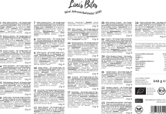 Lini’s Bites Bio Adventskalender 2026, Органический адвент-календарь Lini’s Bites 2026, 24 веганских сладости без глютена, 548 г