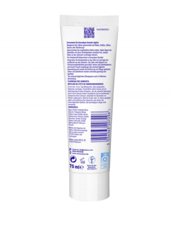 Sensodyne Fluorid Zahncreme, 75ml, Зубная паста с фтором (1426 ppm фторида) 75мл