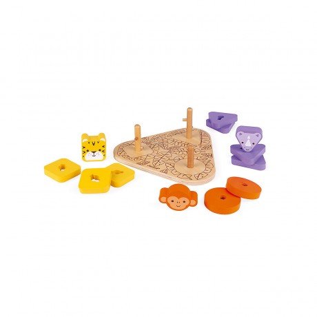 Janod Schraub-Spiel Afrika 3 Tiere (Holz) Трахающая игра Африка 3 животных (дерево)