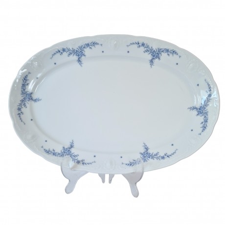 Mitterteich Bavaria Блюдо с фактурным краем и нежными голубыми цветами, 35,5x24x4, Германия, 1950-60гг.