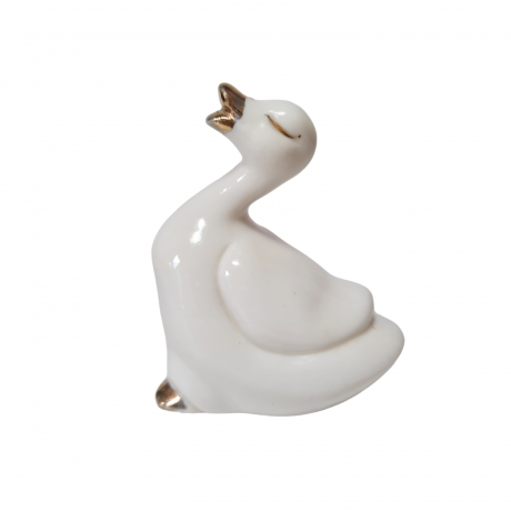 Santa Rufina im Still  Белая фарфоровая фигурка "Гусь с золотым клювом", 7 x 6 см, Германия, 1960-70гг.