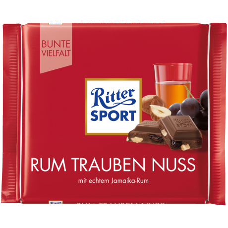 Ritter Sport Rum-Trauben-Nuss Молочный шоколад с изюмом, фундуком и ромом 100г