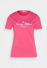 Tommy Hilfiger SLIM SIGNATURE Print T-shirt bright cerise pink SLIM SIGNATURE Футболка с принтом ярко-вишнево-розовый