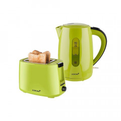 KORONA KORONA Wasserkocher Fruhstucksset Grun, Kuchenset Grun, 2 Scheiben Toaster, Brotscheibenzentrierung  Чайник KORONA, набор для завтрака, зеленый, набор для торта, зеленый, тостер на 2 ломтика, центрирование ломтиков хлеба.