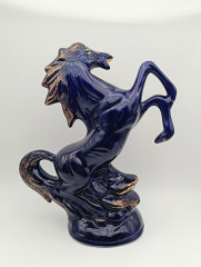 Статуэтка винтажная большая KB &quot;Конь на дыбах&quot;, кобальт/позолота, фарфор, 25 х 21 см, Германия, 1970-80гг.