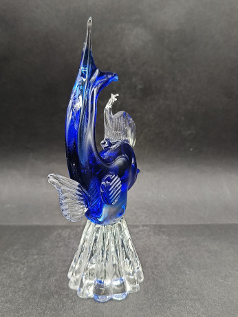 Статуэтка винтажная большая Edler Jokas Glas "Синяя рыба", стекло, 20 см, Германия, 1960-70гг.