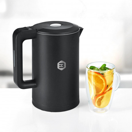 Balter Balter Wasserkocher WK-4, Edelstahl, 1,7 Liter, Doppelwand Design, BPA frei, LED, schwarz  Чайник Balter WK-4, нержавеющая сталь, 1,7 литра, конструкция с двойными стенками, без BPA, светодиод, черный