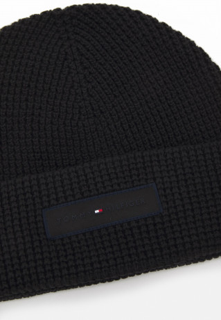 Tommy Hilfiger BUSINESS BEANIE UNISEX Beanie black БИЗНЕС ШАПКА УНИСЕКС Шапочка черный
