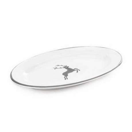 Gmundner Keramik Gmundner Keramik Grauer Hirsch Platte oval mit Fahne Gourmet 21x14x2,1 cm Gmundner Ceramics Овальное блюдо из серого оленя с флагом Gourmet 21x14x2,1 см