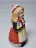 Статуэтка винтажная фарфоровая "Девушка в разноцветном платье", 8 x 3,5 см, Корея, 1960-70гг.
