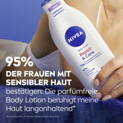 NIVEA Body Lotion Repair &amp; Care Parfumfrei, 400 ml, Нивеа Лосьон для тела без парфюма, 10% глицерин, провитамин B5 и ниацинамид, для сухой и чувствительной кожи, 72ч увлажнение, 400 мл
