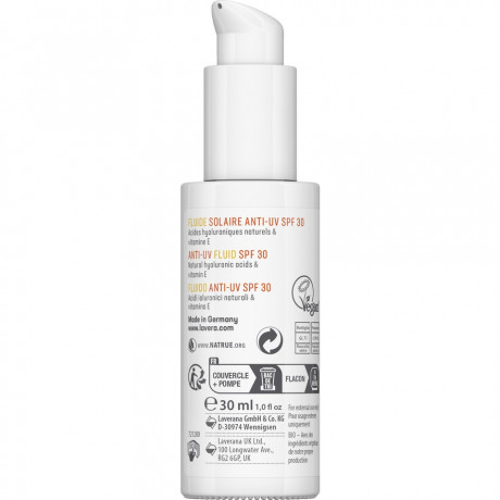 LAVERA Anti-UV Fluid LSF 30, 30 ml, Лавера Солнцезащитный флюид SPF 30, минеральный фильтр, био-алоэ, 30 мл