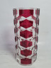 Ваза винтажная Luminarc с красным декором, хрустальное стекло, 17 x 8 см, Франция, 1960-70гг.