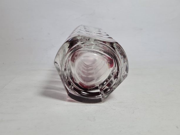 Ваза винтажная Luminarc с красным декором, хрустальное стекло, 17 x 8 см, Франция, 1960-70гг.