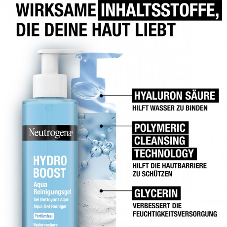 Neutrogena Hydro Boost Aqua Reinigungsgel parfumfrei, 200 ml, Neutrogena Hydro Boost Aqua Очищающий гель с гиалуроновой кислотой для чувствительной кожи, без отдушки, 200 мл