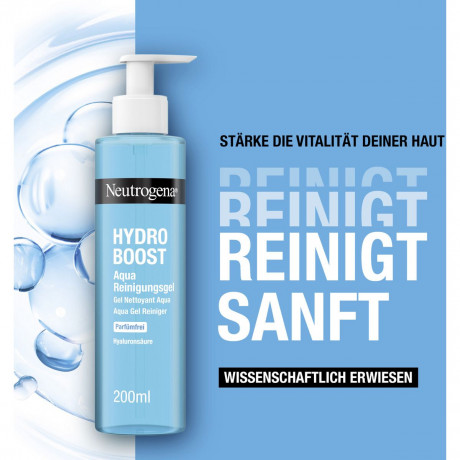 Neutrogena Hydro Boost Aqua Reinigungsgel parfumfrei, 200 ml, Neutrogena Hydro Boost Aqua Очищающий гель с гиалуроновой кислотой для чувствительной кожи, без отдушки, 200 мл
