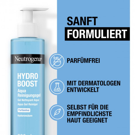 Neutrogena Hydro Boost Aqua Reinigungsgel parfumfrei, 200 ml, Neutrogena Hydro Boost Aqua Очищающий гель с гиалуроновой кислотой для чувствительной кожи, без отдушки, 200 мл