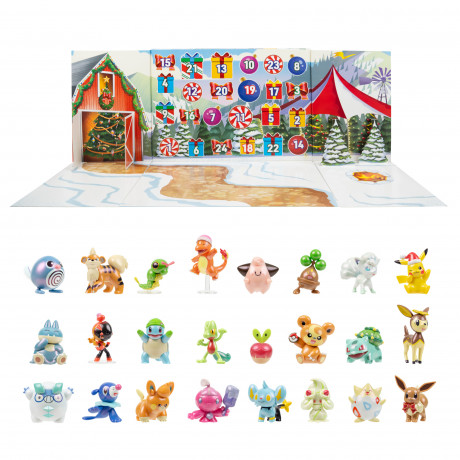 Pokemon Adventskalender 2026, Pokemon детский адвент-календарь с коллекционными фигурками и аксессуарами, 24 подарка