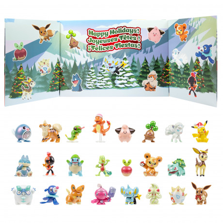Pokemon Adventskalender 2026, Pokemon детский адвент-календарь с коллекционными фигурками и аксессуарами, 24 подарка