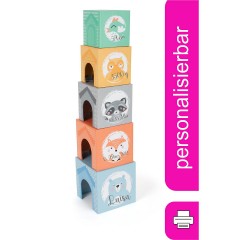 Small Foot Stapelwurfel \/ Stapelturm Tiere pastel mit Name personalisiert Штабелируемые кубики / штабелируемые башни животных пастель