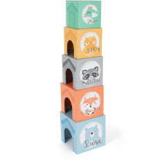 Small Foot Stapelwurfel \/ Stapelturm Tiere pastel mit Name personalisiert Штабелируемые кубики / штабелируемые башни животных пастель