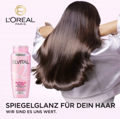 L'Oreal Paris Elvital Glycolic Gloss Spiegelglanz Shampoo, 300 ml, Шампунь с гликолевой кислотой для зеркального блеска и гладкости волос, увлажнение до 48 часов, 300 мл