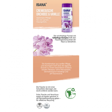 ISANA Cremedusche Orchidee & Vanille, ИСАНА Крем-гель для душ с орхидеей и ванилью 300мл