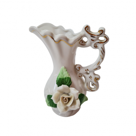 Ваза с фактурной розой "Чайная роза", 9см x 12.5см, Тайвань, 1960-70гг.