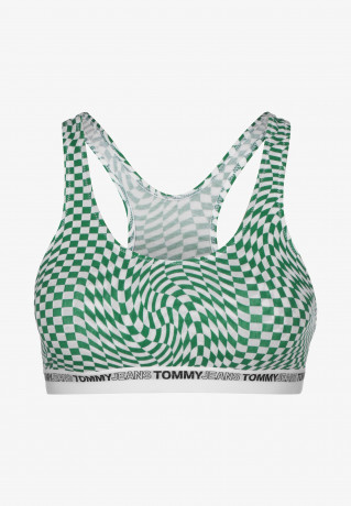 Tommy Hilfiger UNLINED BRALETTE PRINT Medium support sports bra warped check UNLINED BRALETTE PRINT Спортивный бюстгальтер со средней поддержкой деформированный чек