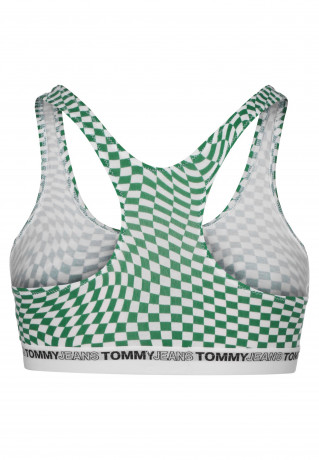 Tommy Hilfiger UNLINED BRALETTE PRINT Medium support sports bra warped check UNLINED BRALETTE PRINT Спортивный бюстгальтер со средней поддержкой деформированный чек