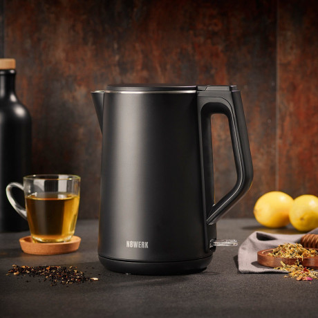 N8WERK N8WERK Wasserkocher Teekocher 360 Grad drehbar, 1.5 l, 2200 W, Midnight Edition 1,5l Чайник N8WERK, вращающийся на 360 градусов, 1,5 л, 2200 Вт, Midnight Edition 1,5 л