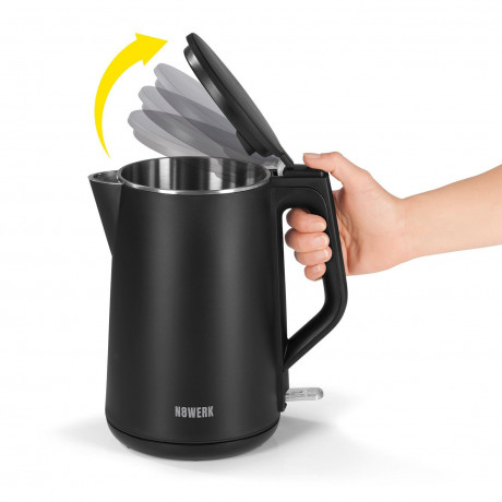 N8WERK N8WERK Wasserkocher Teekocher 360 Grad drehbar, 1.5 l, 2200 W, Midnight Edition 1,5l Чайник N8WERK, вращающийся на 360 градусов, 1,5 л, 2200 Вт, Midnight Edition 1,5 л