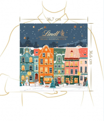 Lindt Winterhauser 2025 Advent Calendar 153 g, Линдт Адвент-календарь 2025, 24 сладких сюрприза, 36см х 36см, 153 грамма