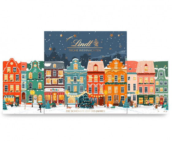 Lindt Winterhauser 2025 Advent Calendar 153 g, Линдт Адвент-календарь 2025, 24 сладких сюрприза, 36см х 36см, 153 грамма